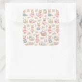 Cute Easter Bunny Floral Pattern - Pastel Spring スクエアシール (バッグ)