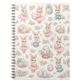 Cute Easter Bunny Floral Pattern - Pastel Spring ノートブック