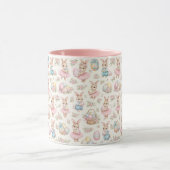 Cute Easter Bunny Floral Pattern - Pastel Spring マグカップ (中央)