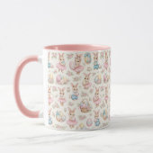 Cute Easter Bunny Floral Pattern - Pastel Spring マグカップ (左)