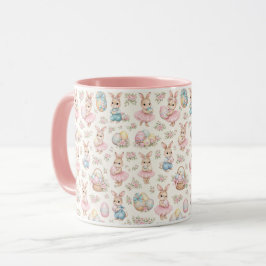 Cute Easter Bunny Floral Pattern - Pastel Spring マグカップ