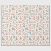 Cute Easter Bunny Floral Pattern - Pastel Spring ラッピングペーパー (フラット)