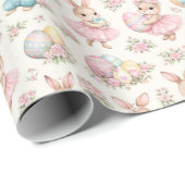 Cute Easter Bunny Floral Pattern - Pastel Spring ラッピングペーパー (ロールコーナー)