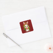Cute Easter Bunny Holding Egg - Autocolante スクエアシール (封筒)