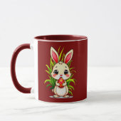 Cute Easter Bunny Holding Egg - caneca マグカップ (左)