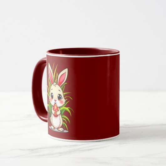 Cute Easter Bunny Holding Egg - caneca マグカップ (正面左)
