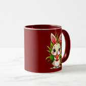 Cute Easter Bunny Holding Egg - caneca マグカップ (正面右)