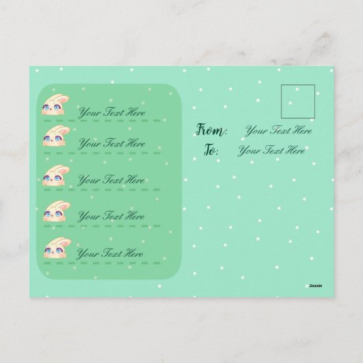Cute Easter Bunny Hugging Egg シーズンポストカード (裏面)