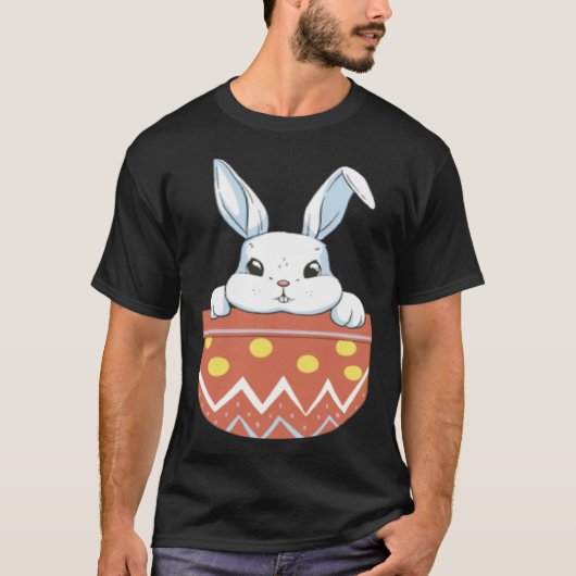 Cute Easter Bunny in a Pocket Bunny  Kids Boys Gir Tシャツ (正面)