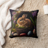 Cute Easter Bunny in nest and eggs around クッション (ブランケット)