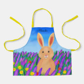 Cute Easter bunny in the flowers エプロン (正面)