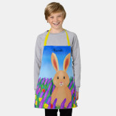 Cute Easter bunny in the flowers エプロン (着用した状態)