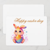 Cute Easter Bunny Invitation for Girls – Pastel Eg 招待状 (正面/裏面)