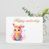 Cute Easter Bunny Invitation for Girls – Pastel Eg 招待状 (スタンド正面)
