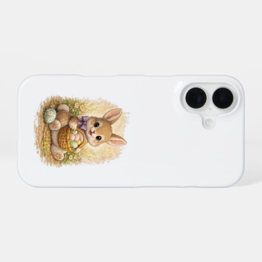 Cute Easter Bunny iPhone 16 Case Kawaii Art 16ケース (裏面横)