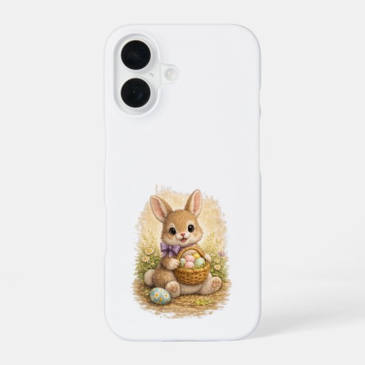 Cute Easter Bunny iPhone 16 Case Kawaii Art 16ケース (裏面)