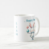 Cute Easter Bunny Juggling Eggs Personalized Kids  コーヒーマグカップ (正面右)