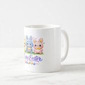 Cute Easter Bunny Kawaii Cartoon Spring Illustrati コーヒーマグカップ (正面右)