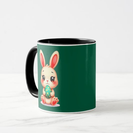 Cute Easter Bunny – Kawaii Rabbit with Egg caneca マグカップ (正面左)