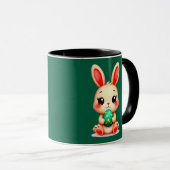 Cute Easter Bunny – Kawaii Rabbit with Egg caneca マグカップ (正面右)
