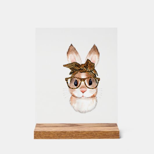 Cute Easter Bunny Mom Easter Leopard Year of The R アクリルサイン (正面)