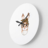 Cute Easter Bunny Mom Easter Leopard Year of The R ラージ壁時計 (傾斜)