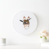 Cute Easter Bunny Mom Easter Leopard Year of The R ラージ壁時計 (ホーム)