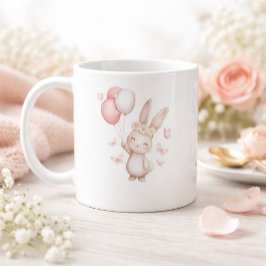 Cute Easter Bunny Mug with Pastel Balloons コーヒーマグカップ