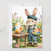 Cute Easter Bunny Painting Egg Whimsical Flat カード (正面)