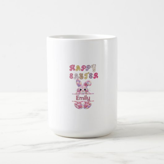 Cute Easter Bunny Pastel Color Personalized Mug コーヒーマグカップ (中央)