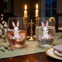Cute Easter Bunny & Pastel Easter Eggs 