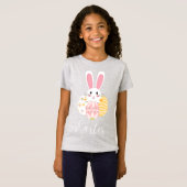 Cute Easter Bunny Pattern Eggs Girls T-Shirt Tシャツ (正面フル)