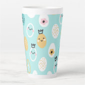 Cute Easter Bunny Pattern Kawaii Eggs  カフェラテマグ (正面)