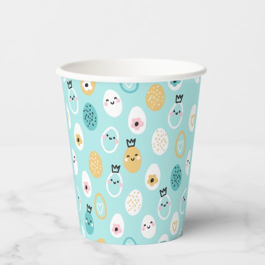 Cute Easter Bunny Pattern Kawaii Eggs  紙コップ (正面)