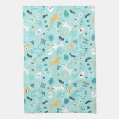 Cute Easter Bunny Pattern Kawaii Rabbits Eggs  キッチンタオル (縦)
