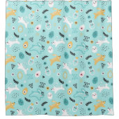 Cute Easter Bunny Pattern Kawaii Rabbits Eggs  シャワーカーテン (正面)