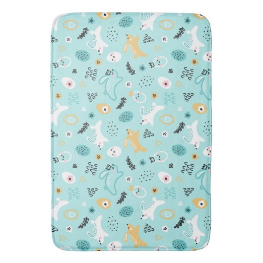 Cute Easter Bunny Pattern Kawaii Rabbits Eggs  バスマット (正面縦)