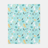 Cute Easter Bunny Pattern Kawaii Rabbits Eggs  フリースブランケット (正面)