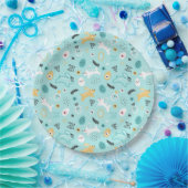 Cute Easter Bunny Pattern Kawaii Rabbits Eggs  ペーパープレート (パーティー)