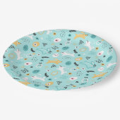 Cute Easter Bunny Pattern Kawaii Rabbits Eggs  ペーパープレート (アングル)