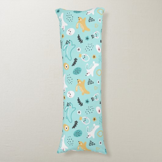 Cute Easter Bunny Pattern Kawaii Rabbits Eggs  ボディピロー (正面縦)