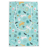 Cute Easter Bunny Pattern Kawaii Rabbits Eggs  ミディアムペーパーバッグ (正面)