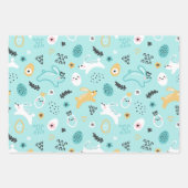Cute Easter Bunny Pattern Kawaii Rabbits Eggs  ラッピングペーパーシート (正面)