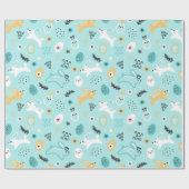 Cute Easter Bunny Pattern Kawaii Rabbits Eggs  ラッピングペーパー (フラット)