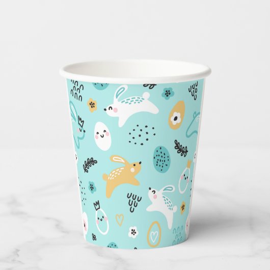 Cute Easter Bunny Pattern Kawaii Rabbits Eggs  紙コップ (裏面)