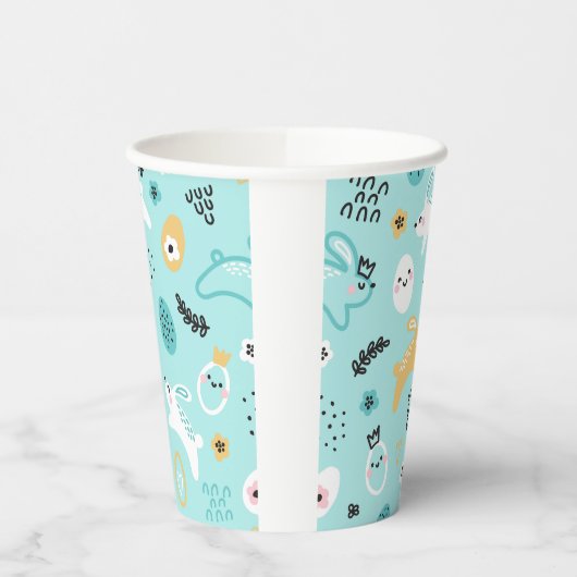 Cute Easter Bunny Pattern Kawaii Rabbits Eggs  紙コップ (左)
