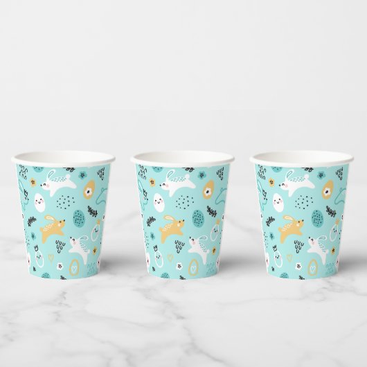 Cute Easter Bunny Pattern Kawaii Rabbits Eggs  紙コップ (複数)