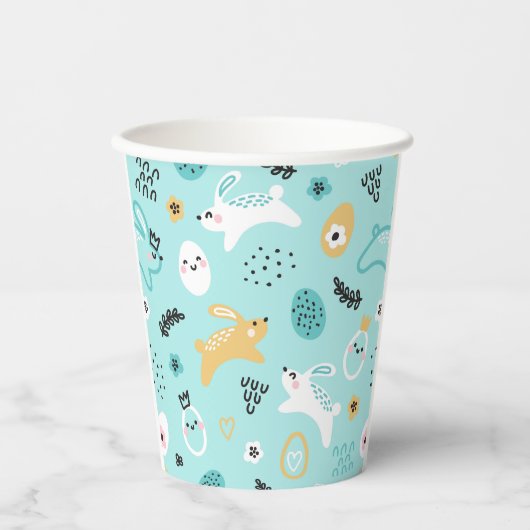 Cute Easter Bunny Pattern Kawaii Rabbits Eggs  紙コップ (正面)