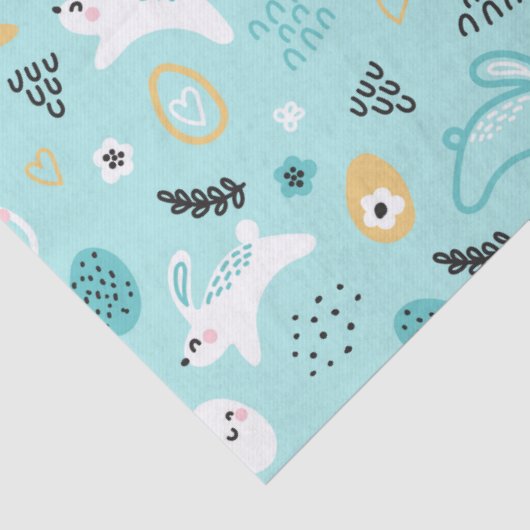 Cute Easter Bunny Pattern Kawaii Rabbits Eggs  薄葉紙 (詳細)
