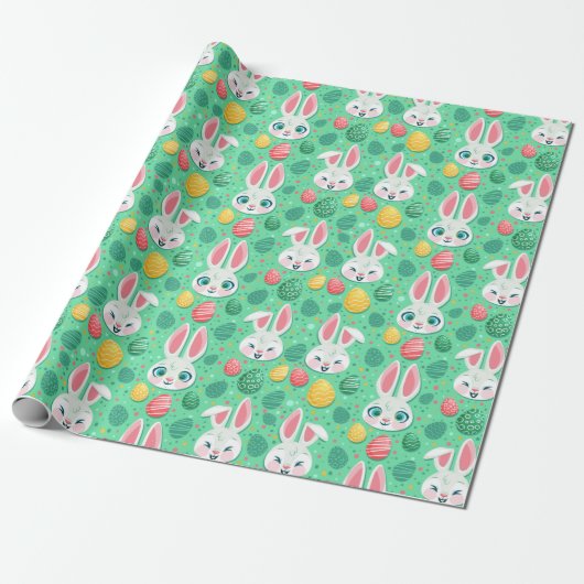Cute Easter Bunny Pattern Wrapping Paper ラッピングペーパー (アンロールド)